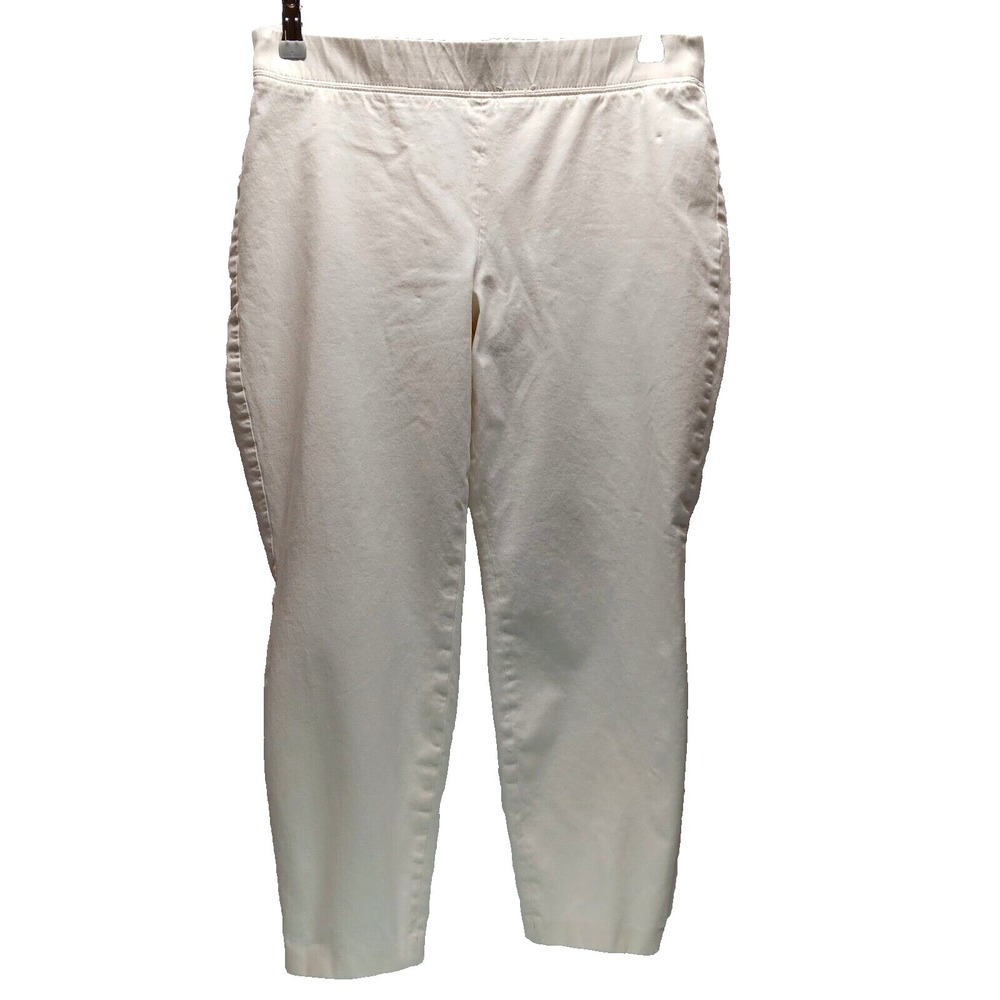 Talbots Essex Pant Women's 10P Petite White Curvy Ankle Pull-On Stretch EUC